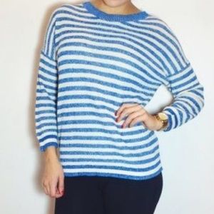 J.CREW jcrew Striped Sweater Linen Cotton - MEDIUM